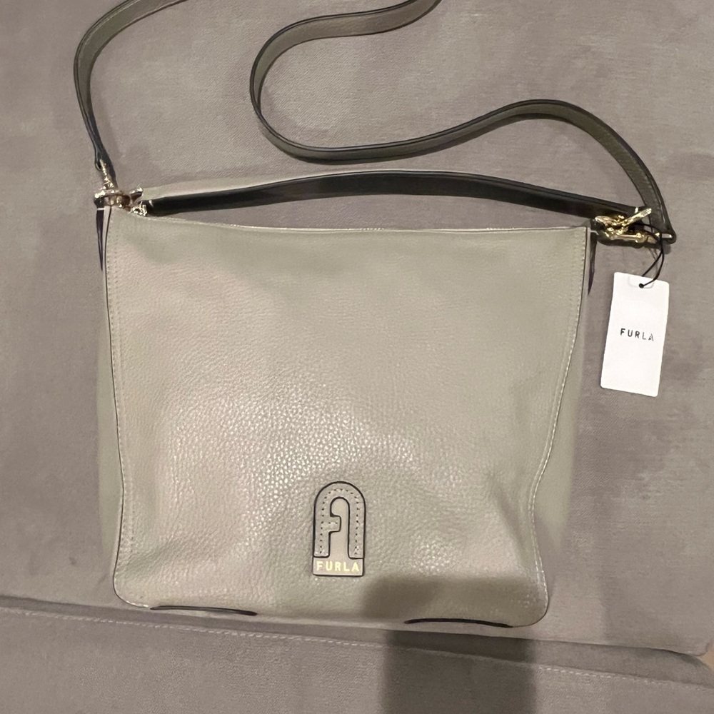 Furla Gray Shoulder Bag with Adjustable Strap